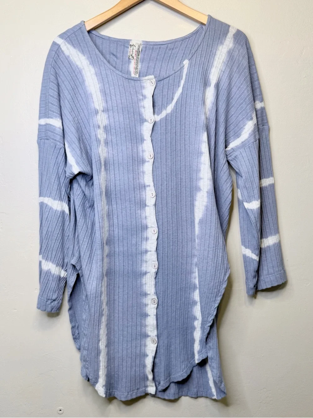 FP | Little Dream Dusty Blue Tie Dye Top & Botton Ribbed Two-Piece Lounge Set - Picture 3 of 16